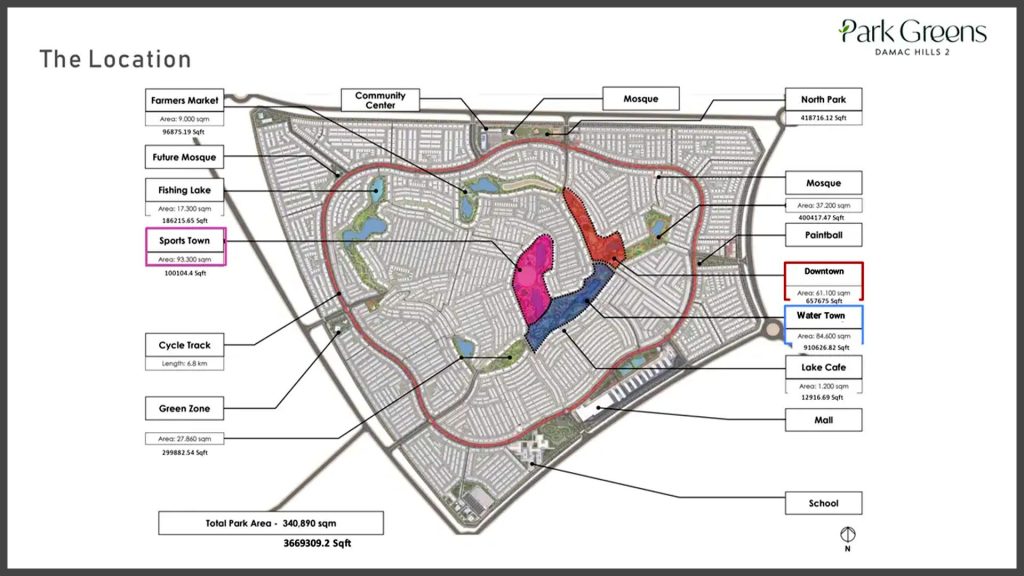 Park Greens at Damac Hills 2 location map